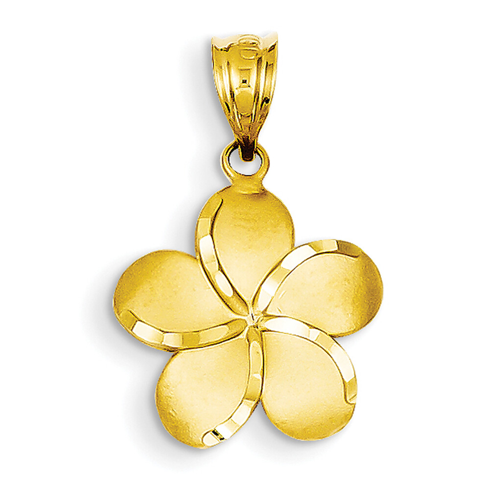 14k Yellow Gold D/C Plumeria Pendant K4826 | eBay