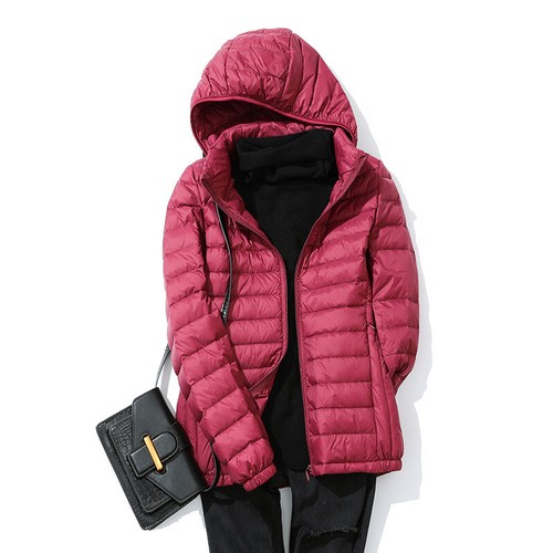 Lightweight Down Jacket Women's Short Winter Hooded Jacket White Duck Down Coat - Picture 9 of 33