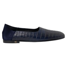 DOLCE & GABBANA Shoes Blue Crocodile Leather Loafers Slip On EU45 / US12 4450usd