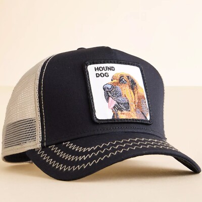 Goorin Bros The Animal Farm Trucker Baseball Snapback Hat Cap Hound Dog  Black
