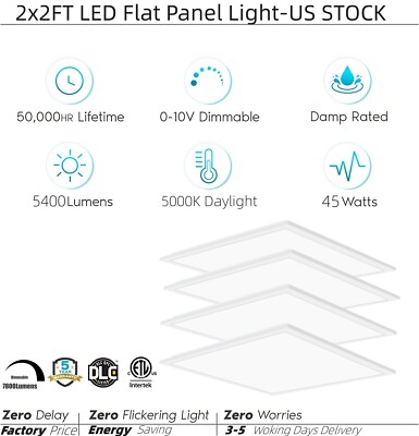 2ft x 2ft LED Edge-Lit Flat Panel - 45W - 5800 Lumens - 5000K Drop Ceiling Light