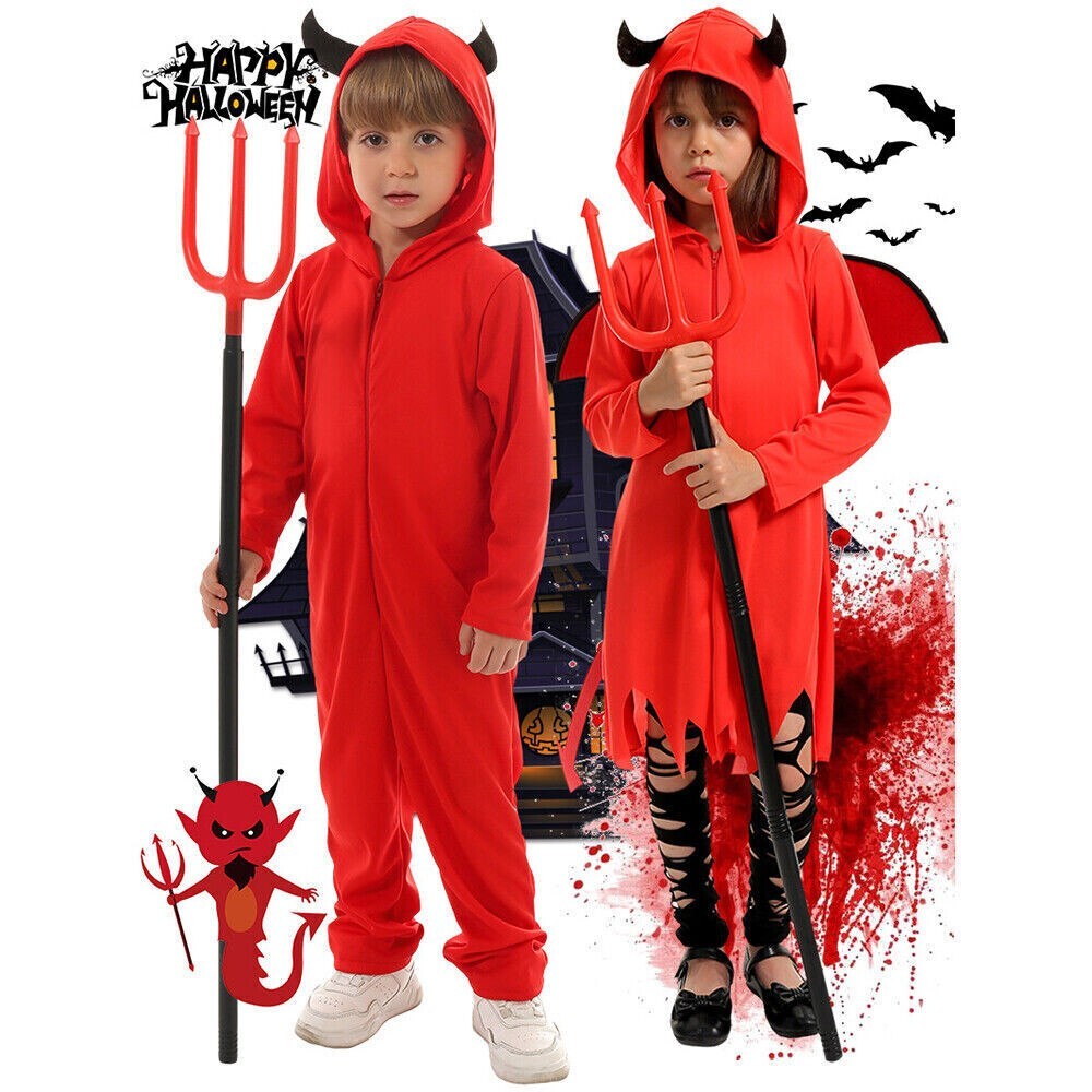 Mono Diablo Rojo Vestidos Disfraz Carnaval Cosplay para Niños Niños Niñas