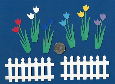 Tulip Die Cuts with Fences 8 pcs. Flower Die Cuts, Scrapbooking, Garden Die Cuts