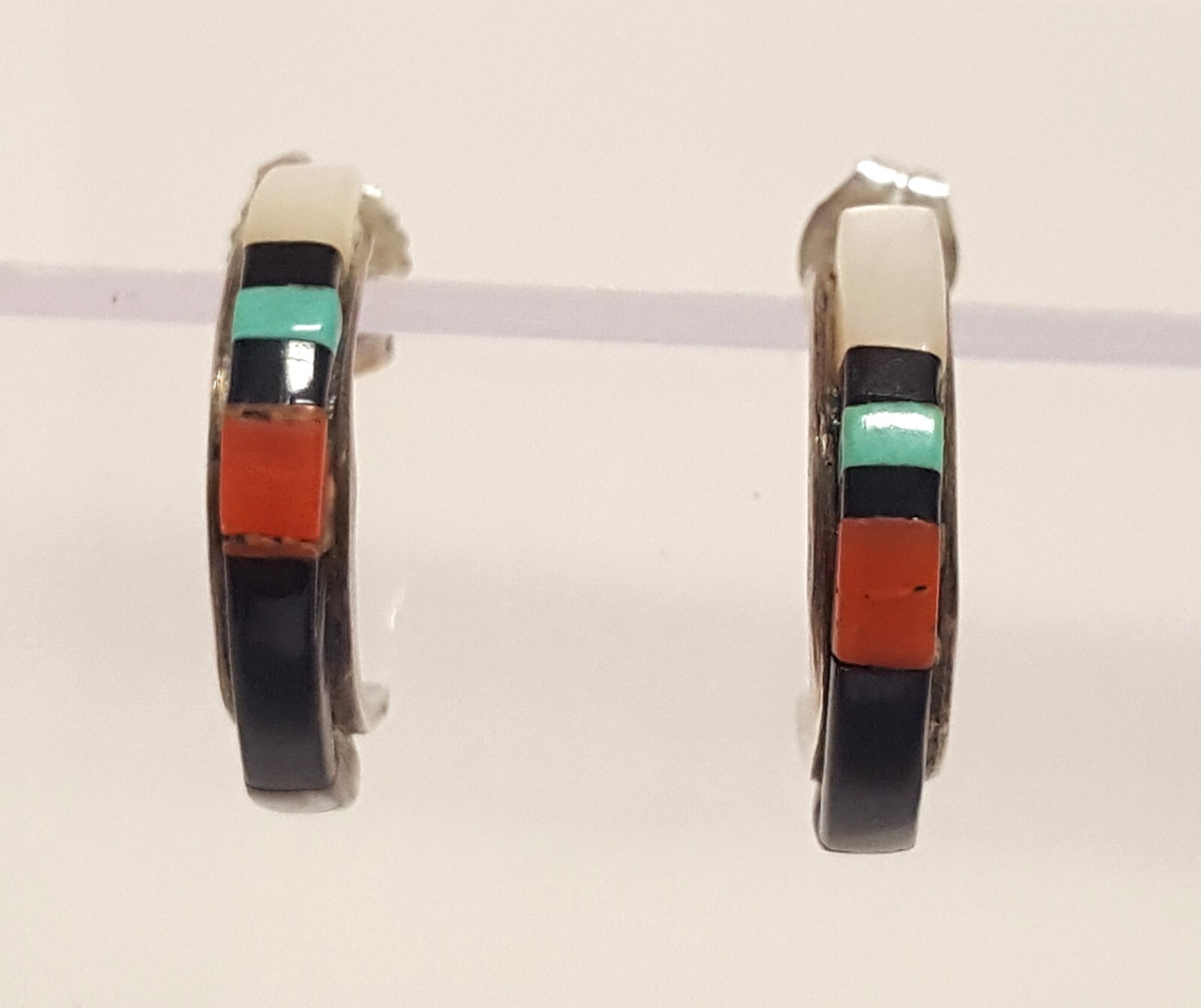 Sterling Silver Gemstone Patchwork Southwest Earr… - image 5