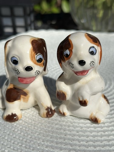 Vintage Set Of 2 Dog Puppy Ceramic Figurines Japan - Picture 8 of 10