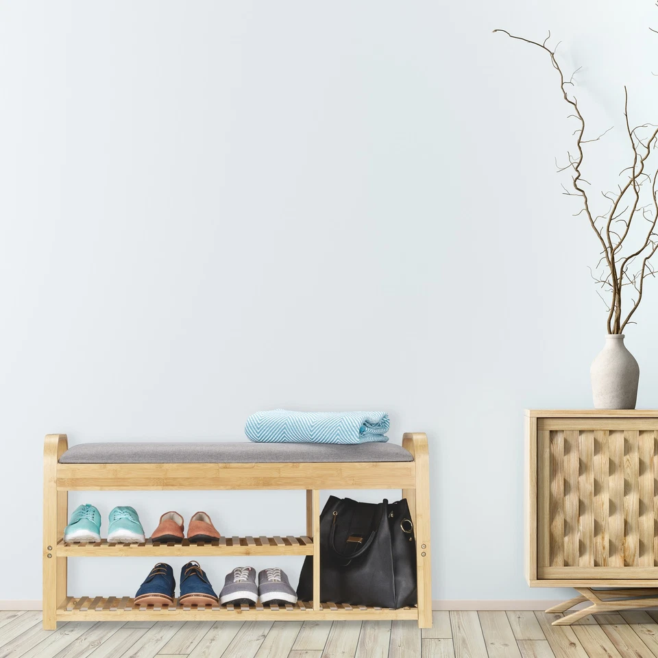 Schuhbank Flursitzbank Garderobenbank grau Schuhbank mit Stauraum leicht - Bild 2 von 4