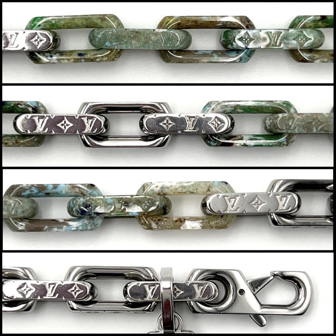 LOUIS VUITTON Collier Monogram Chain Metal Necklace Pendant Silver Boxed Rare thumbnail 6