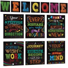 13 Pieces Motivational Posters for Classroom Decor, Laminated Inspirational P...