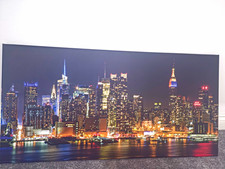 Cityscape Skyline Night Canvas Wall Hanging Horizontal Unframed Multicolour