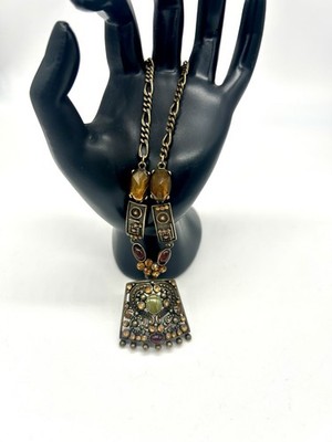 Vintage DB Necklace With Topaz And Garnet-like Gems