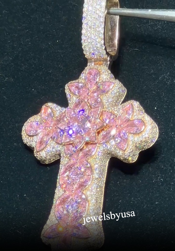 Men's Classic Wear Cross Lab Created Diamond Pendant 1.5 Inches In 925 Silver