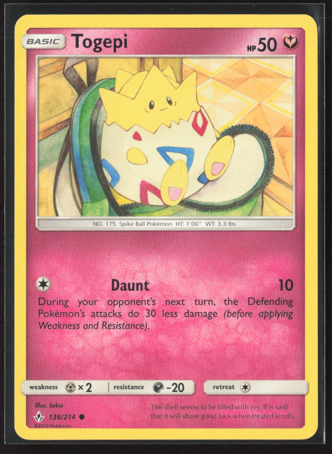 Togepi 136/214 Common Unbroken Bonds Pokemon Lightly Played