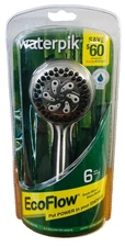 Waterpik Shower 6 Spray Head Hand Held Massage Settings EcoFlow Brushed Chrome