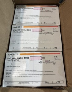 Avanos Ballard Saline Vials 15 mL 0.9% Sodium Chloride  Exp 2027 Six Boxes