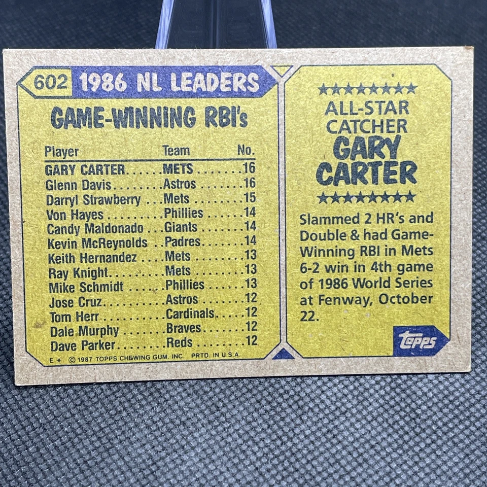 1987 Topps - All Star #602 Gary Carter (Red circles ERROR) Multiple - Image 4 of 4