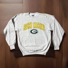 Vintage Green Bay Packers Machine Champion Crewneck Adult Medium Gray Sweatshirt