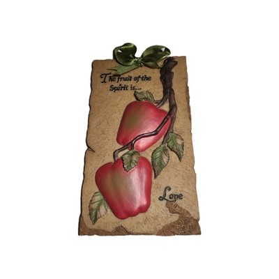 Vtg Fruit of the Spirit Apple Wall Plaque Love Mark Stevens 8 x 4.5