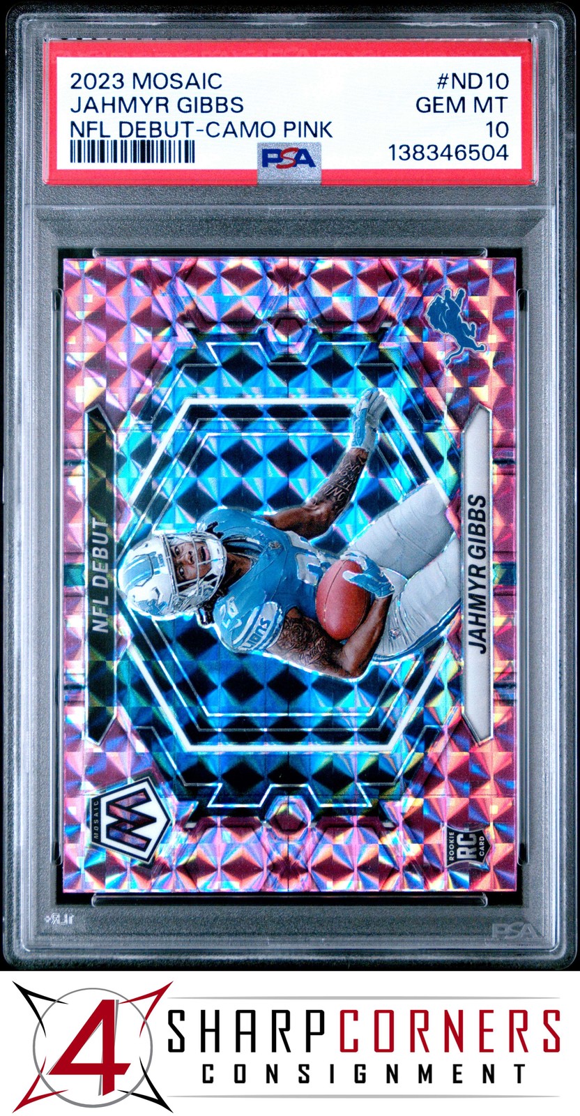 Jahmyr Gibbs Panini Mosaic NFL Debut #ND10 Camo Pink