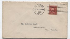 1910 chicago IL 2ct washington schermack private perf cover time-marking sr.1223