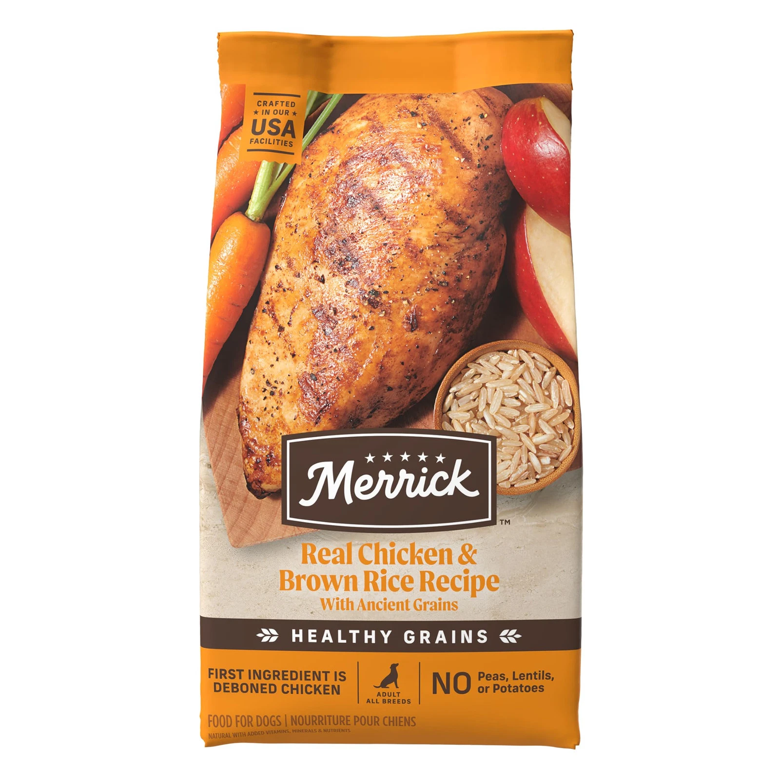 Merrick Healthy Grains Dry Dog Food Chicken Brown Rice Recipe 12lb Kibble