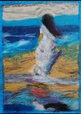Woman Portrait Modern Abstract Art Oil Pastel A4 Paper Decorative Art