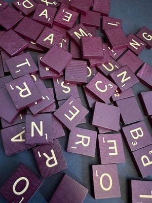 Genuine 1999 SCRABBLE DELUXE Letter Tiles, Dark Red/Brown Replacement Vtg Pieces