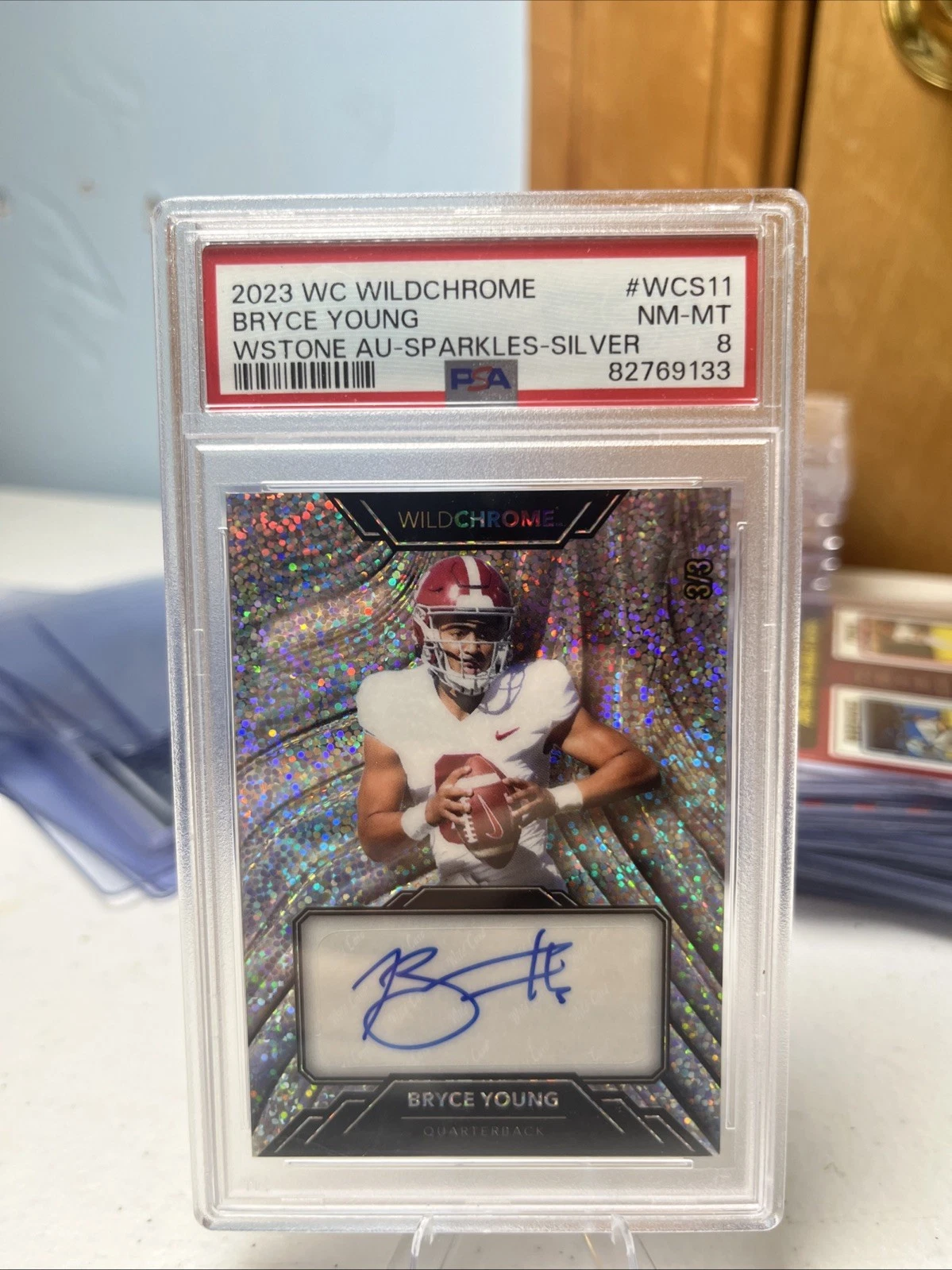 Bryce Young Wild Card Wildchrome Draft Wildstone Autographs #WCS11 Sparkles-Silver