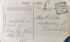 1905 1d Due: Unpaid & Fine Square Circle, Trowbridge Wilts. Miss Billie Burke.