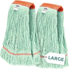 2-Pack Industrial and Commercial-Looped End Wet Mop Head Refill - Heavy Duty ...