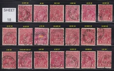 **PRICING IS FOR ONE (1) STAMP**. AUST KGV 1d RED SWK. DATE INTEREST (18)