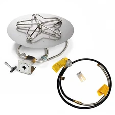 HPC Fire Match Light Gas Fire Pit Kit, 18in. Pan 12in. Torp Burner, LP Gas Small