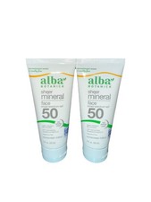 Lot Of 2-Alba Botanica Sheer Mineral Face Sunscreen Lotion, SPF 50 check BB 