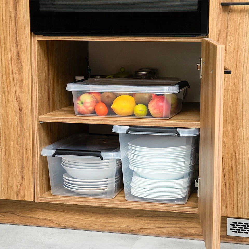 Aufbewahrungsbox mit Deckel 4er Set Kunststoffbox Stapelbox Lagerbox Regalbox - Bild 4 von 4