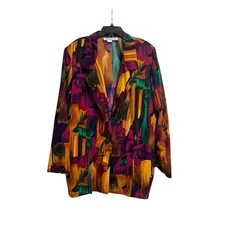 003 VTG Richard Kristall Women's XL Multi Colored Blazer Jacket Abstract