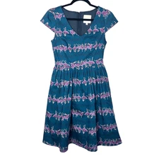 ModCloth Frondescent Fete Ballerina A-Line Fit & Flare Cap Sleeve Dress Sz S