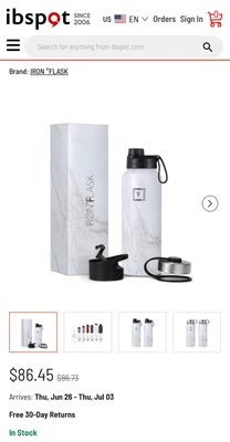 IRON °FLASK Iron Flask Sports Water Bottle, 3 Lids (Straw Lid), Leak Proof, Thermo Mug 40oz