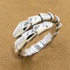 BVLGARI Serpenti Viper Band Ring size US4.5 18k White Gold Auth 2282