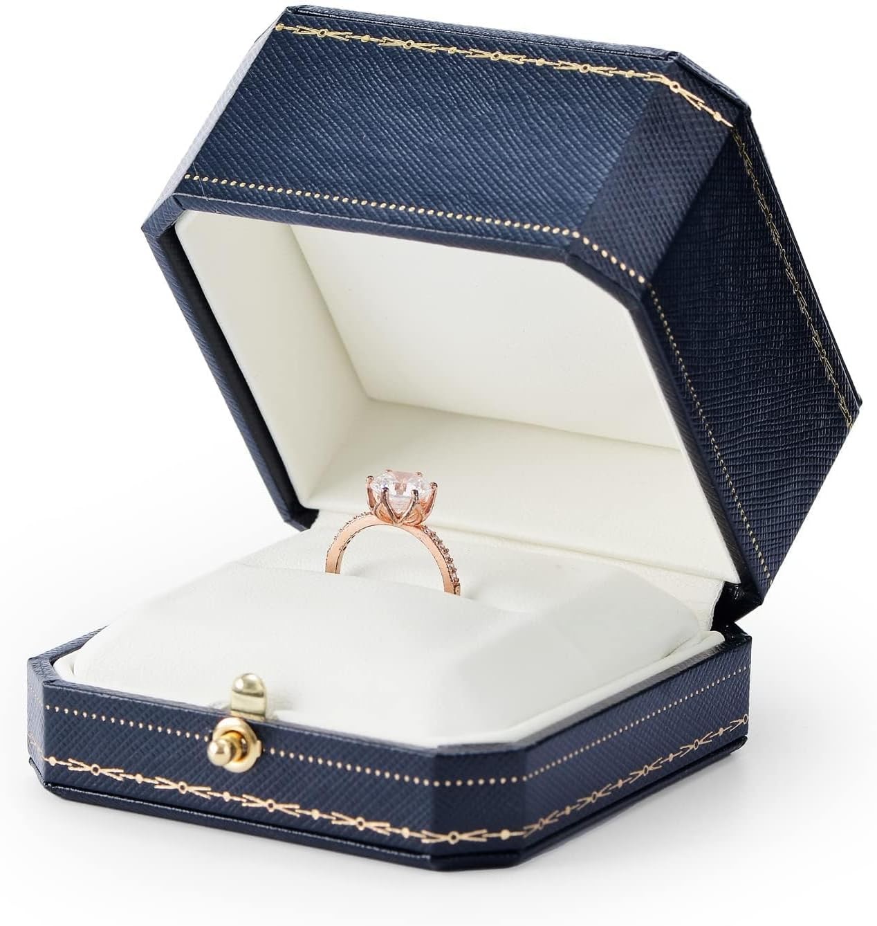 Oirlv Noble Engagement Ring Box Jewelry Gift Case Octagonal 