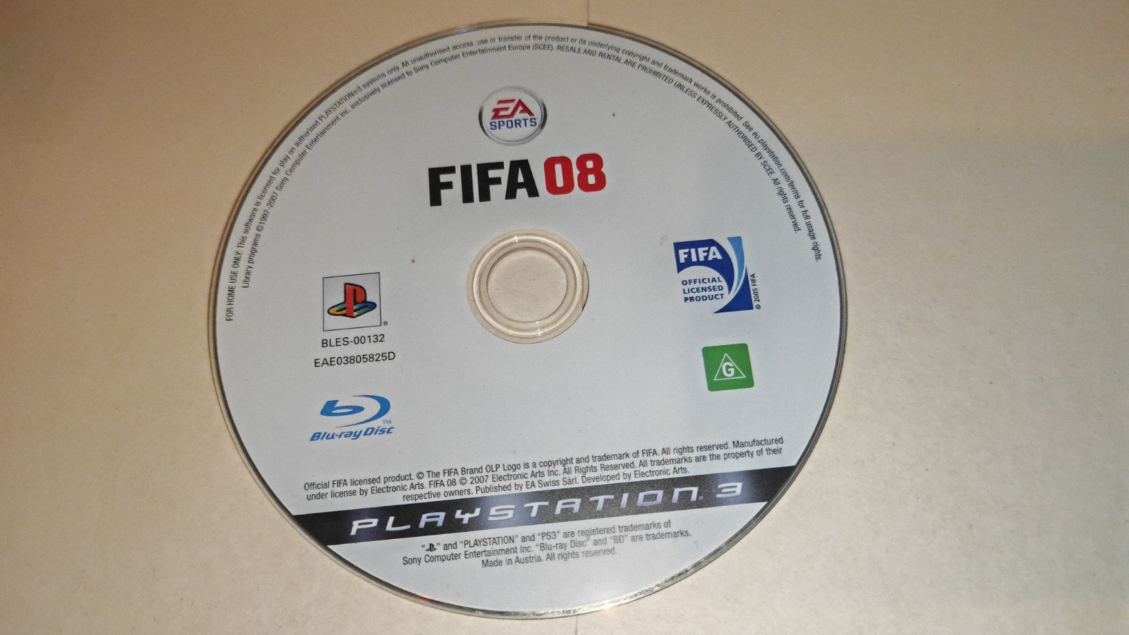 FIFA Soccer 08 (Sony PlayStation 3, 2008) Disc Only