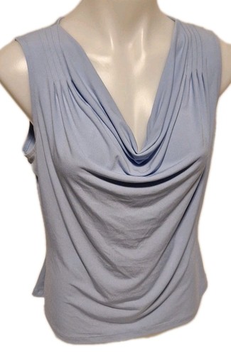 Calvin Klein Sleeveless Baby Blue Cowl Neck Shirt Women's Sz Large Polyester Bld - Picture 10 of 18