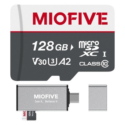 Miofive microSDXC Speicherkarte - Ultimate Micro SD mit USB 128GB, grau 