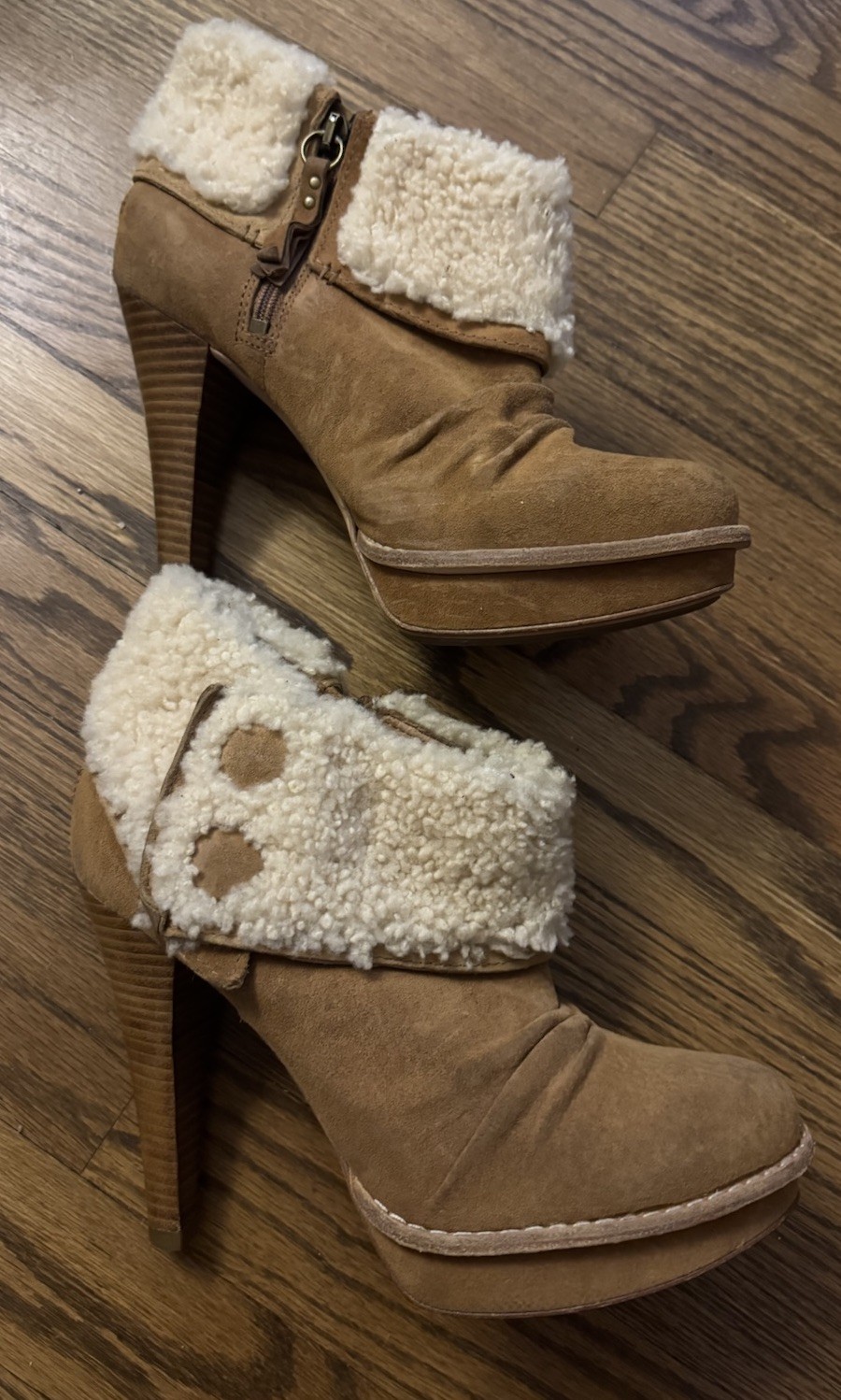 UGG GEORGETTE Ankle Platform Chestnut Nubuck Fur … - image 1