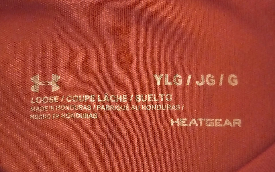 安德玛青年男孩红色 T 恤大号新奇印花汉堡包举重 — 第 4/4 张图片