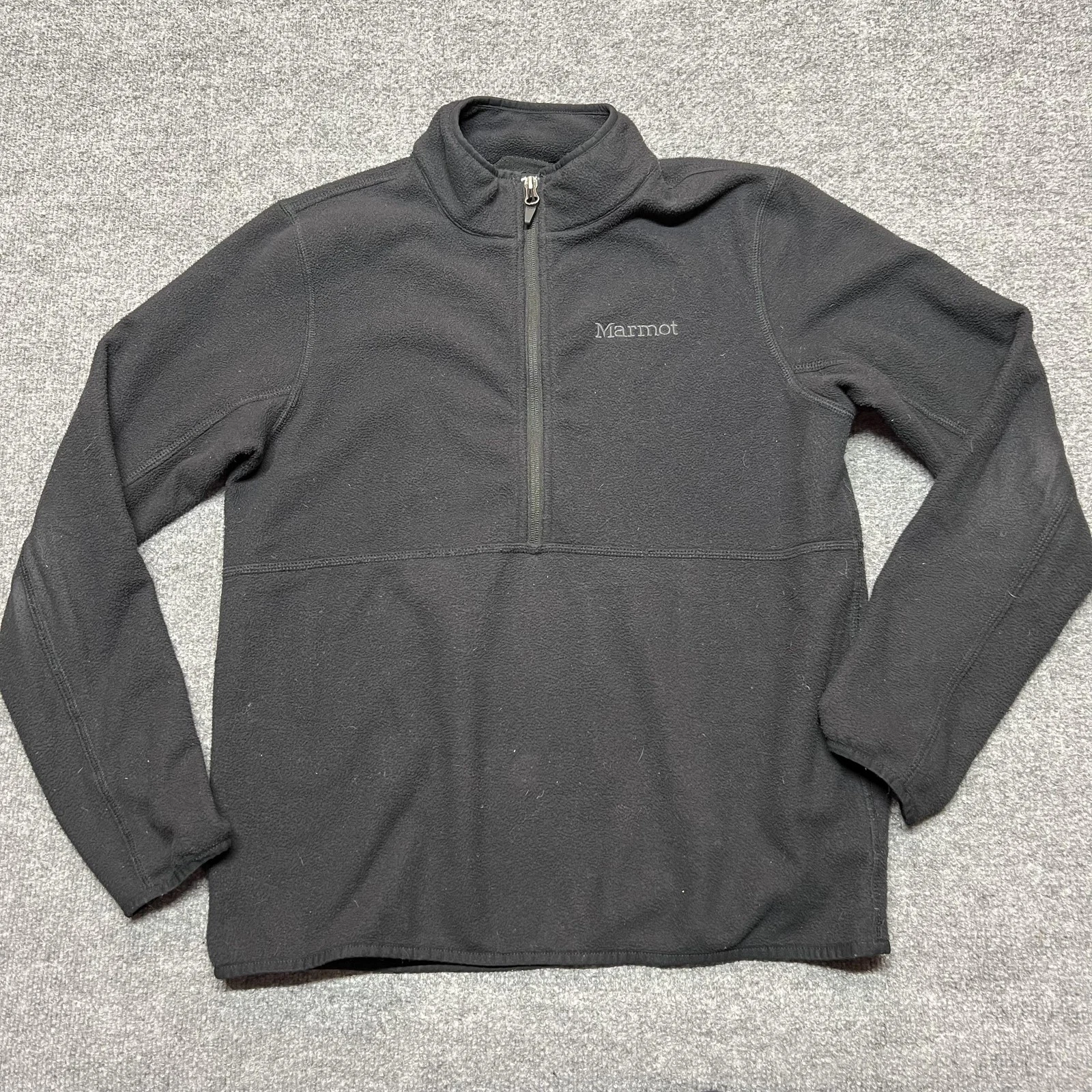 Marmot Fleece Pullover Mens Medium Black 1/4 Zip Long Sleeve Hiking Shirt