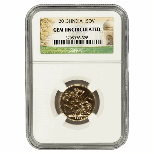 2013 India Sovereign Gold .2354 Ozt NGC GEM UNC