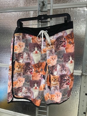 Bioworld Cat Kitten Boardshorts - Mens L - Swimsuit Shorts Trunks - Board Shorts