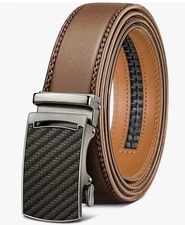 Genuine Leather Mens Ratchet Belt Belts For Men Adjustable Automatic Buckle