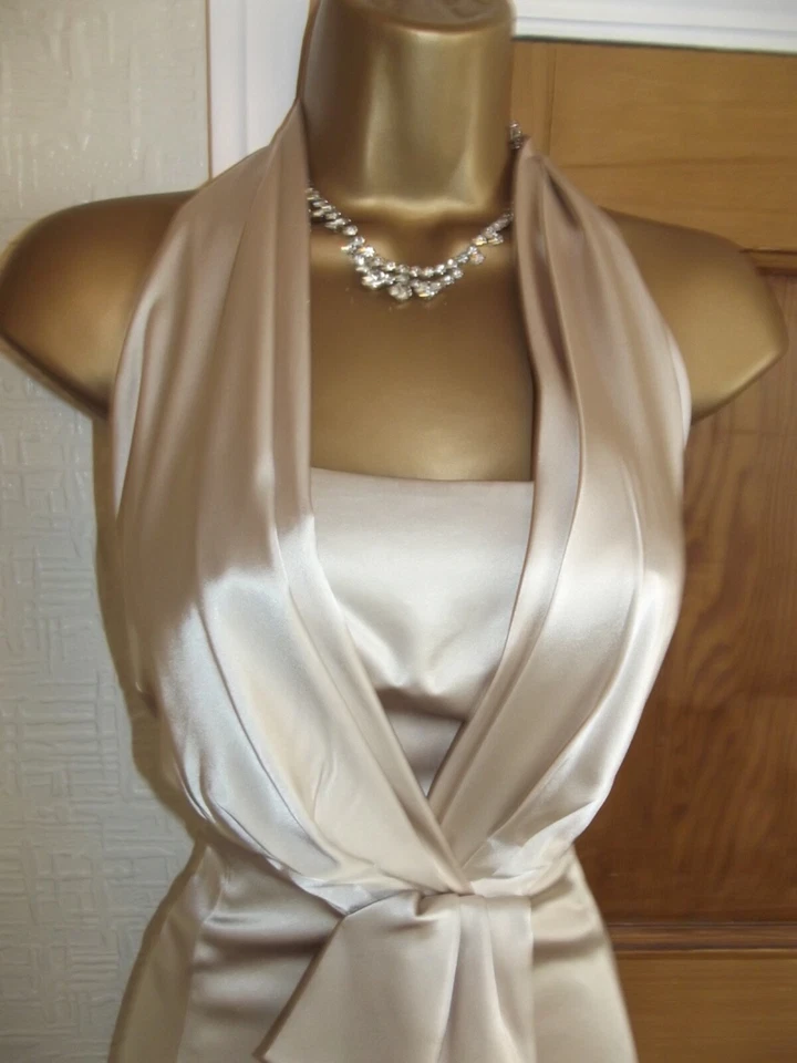 Karen Millen  Long Maxi Dress Deco Champagne Ball Prom dress  Size 14 uk US 10 - Image 4 of 4