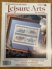 LEISURE ARTS The Magazine October 1990 Crochet Cross Stitch Knit Crafts