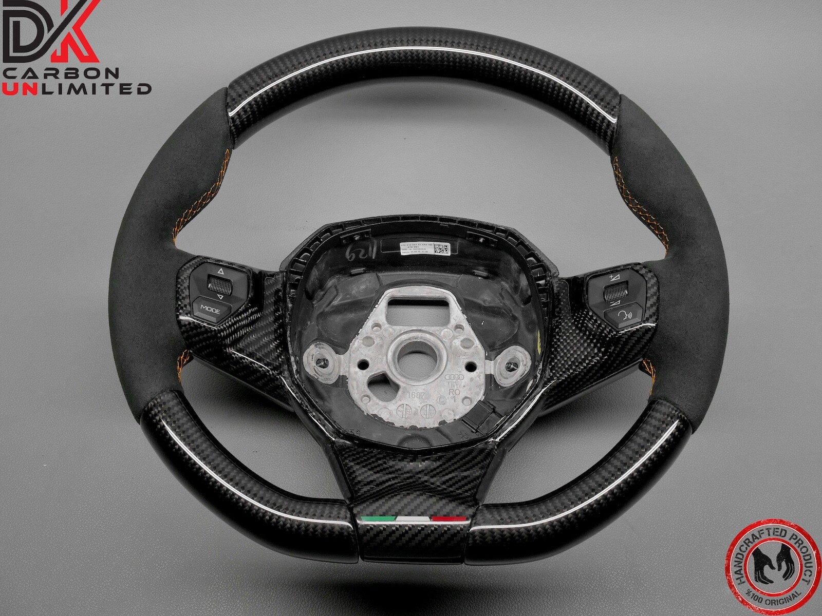 Lamborghini LP700 Aventador SVJ Alcantara Orange Stitch Carbon Steering Wheel v4